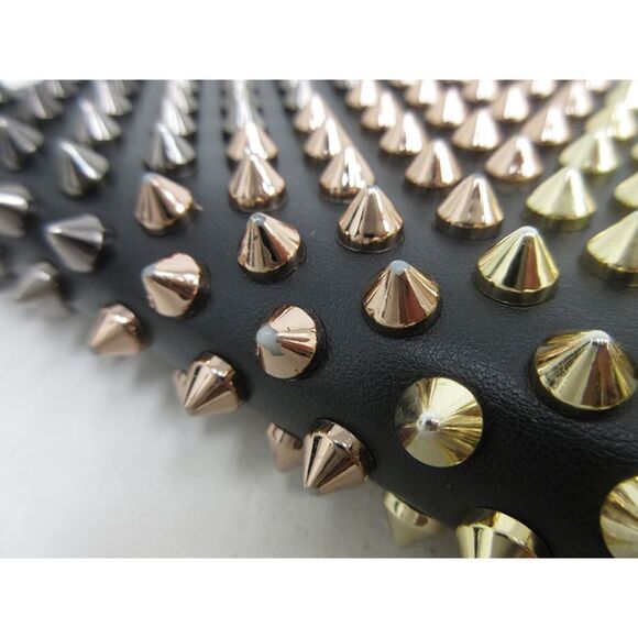 Christian Louboutin Spike Studs Panettone Round Zipper Long Wallet Black - Picture 6 of 12